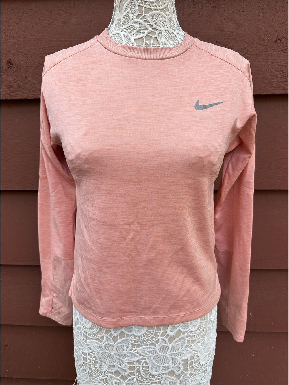 Nike Dri-Fit Coral Long Sleeve Running Shirt Lightweight Breathable Long Sleeve